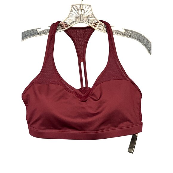 Victoria Sport Burgundy Racerback Sports Bra With Mesh Inserts & Removable Pads - Picture 1 of 6